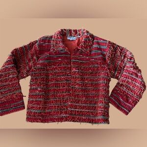 Silver Stream, Vintage jacket, cardigan, Vibrant Multicolor Textured, size L